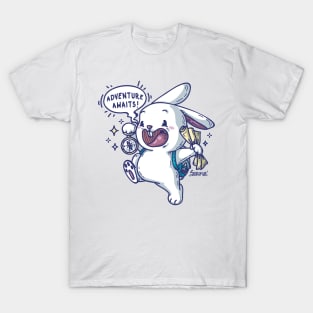 Rabbit going on adventure because adventure awaits T-Shirt